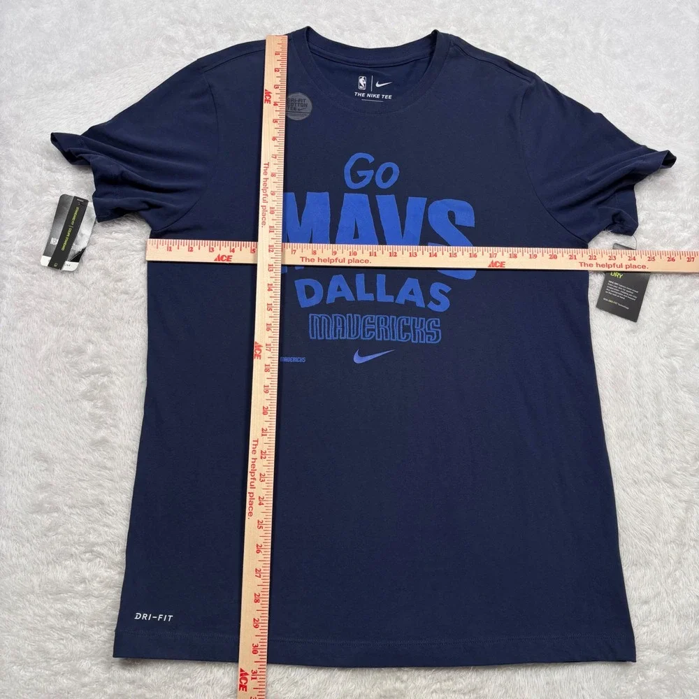 NEW Nike Dallas Mavericks NBA T-Shirt Mens L Navy Blue Dri-FIT Go Mavs Swoosh